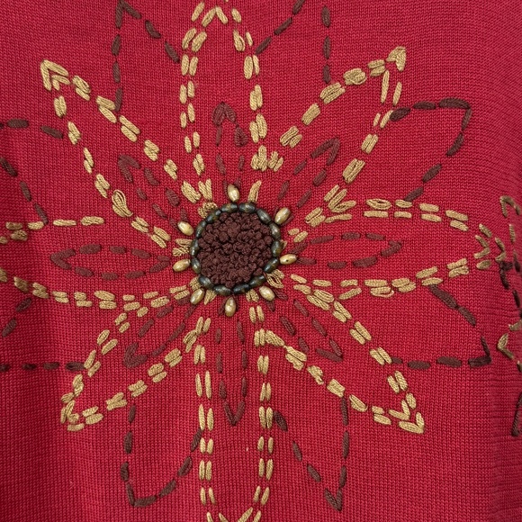 The Look Randolph Duke Rustic Orange Embellished Beaded Silk Sweater Top Plus 1 - Picture 3 of 12